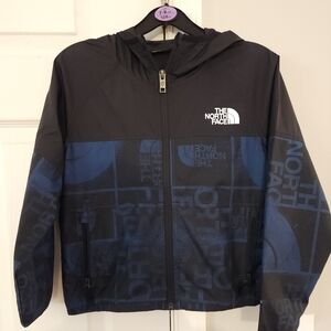 The North Face Black and Blue Raincoat with Hood